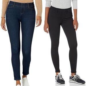 Amazon Essentials Pull On Stretchy Knit Jegging 2 Piece Bundle Blue & Black Sz L